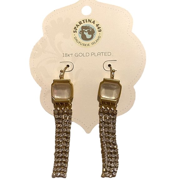 Spartina 449 18 kt Gold-Plated Dangle Earrings NEW - Picture 2 of 5